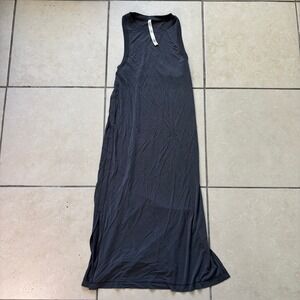 Lululemon Grey Racerback Maxi Dress Lenzing Modal Blend Side Slits Size 4